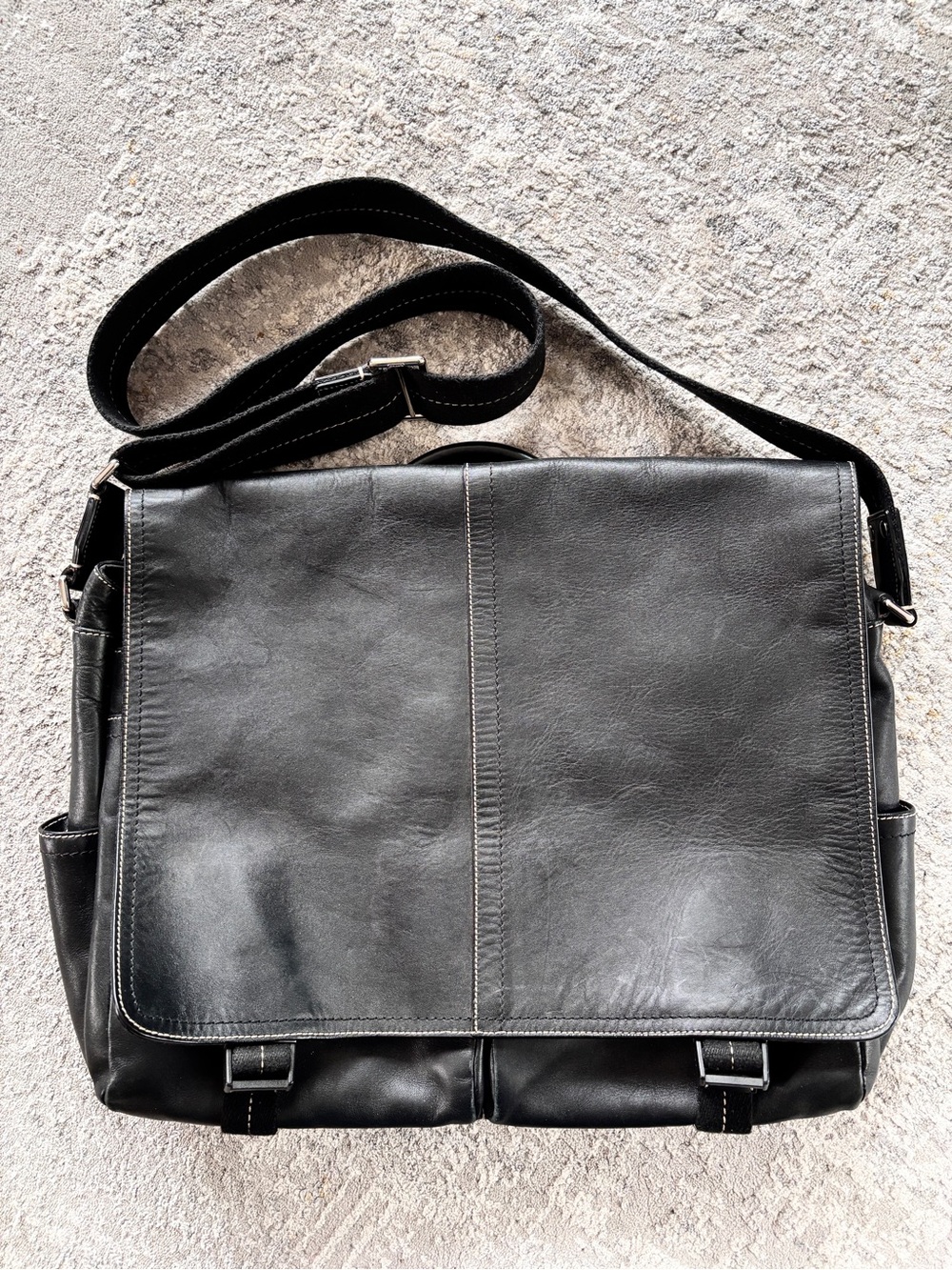 Coach Black Leather Messenger Laptop Bag